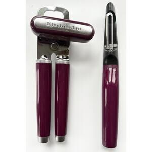 Kitchen Aid Multifunction Can Opener Plum Purple Vegetable Peeler Crank Handle